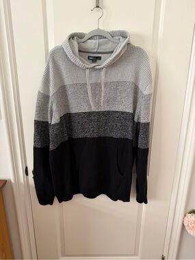 George Men’s Striped Hooded Sweater - Black & Gray